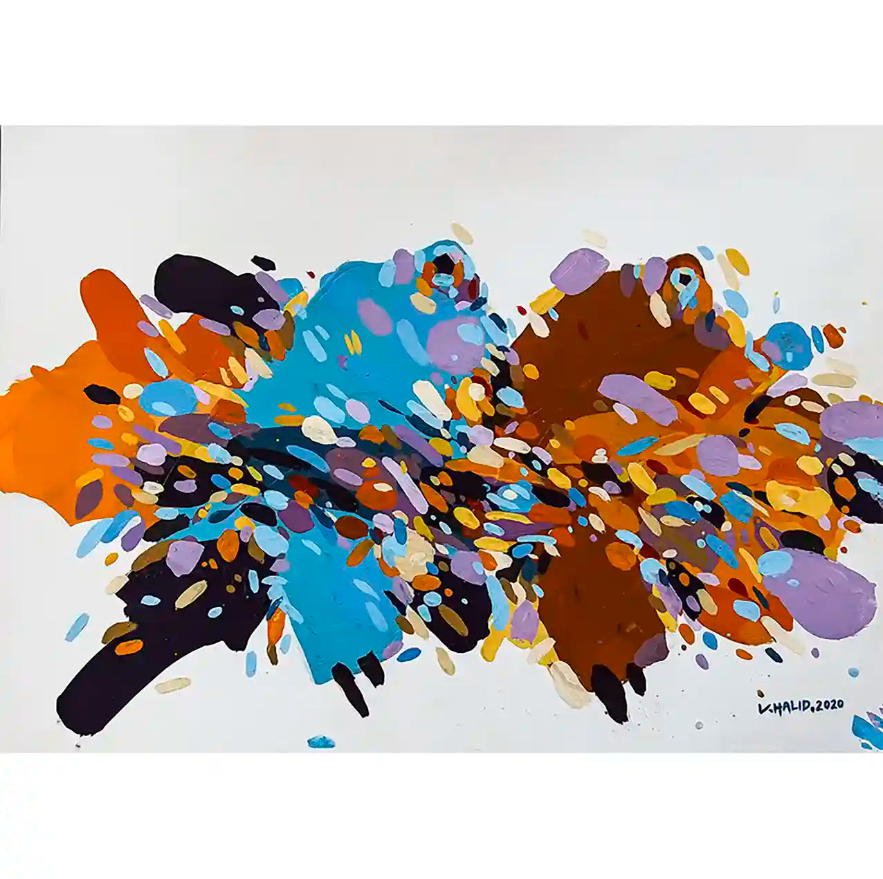 Abstract art print by Khalid Yan titled Neighbors and Beyond featuring two Sudanese female figures in vibrant colors