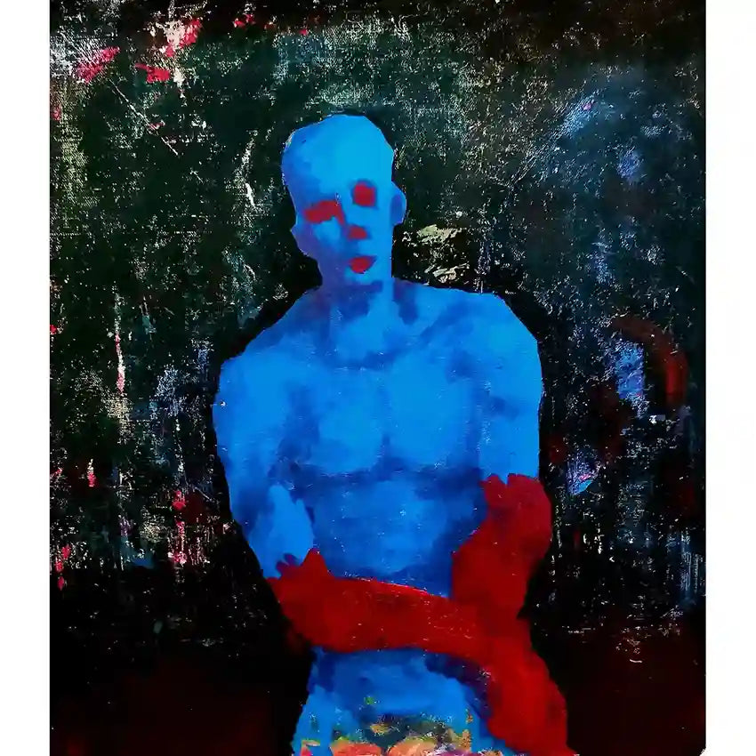 Walk Away acrylic on canvas painting by Mujahid Alhadi featuring abstract expressionist art with bold colors and textures