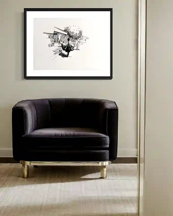 Modern wall art mockup showing Obada Gabir's Moment in Time print in stylish home interior 