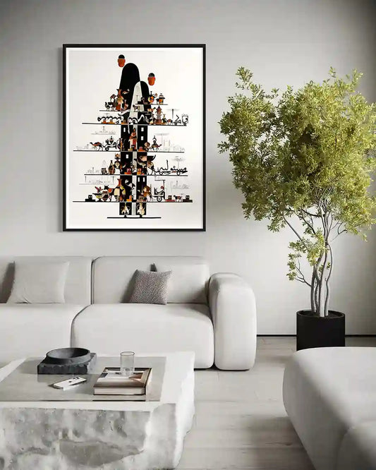 Responsibilities 2 by Gungalito framed above sofa Arabic calligraphy art for modern minimalist living room home decor style